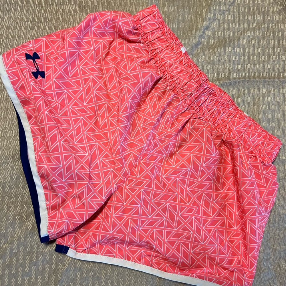 Under Armour Pink Athletic Shorts with Geometric Pattern